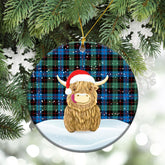 Guthrie Ancient Tartan Christmas Ceramic Ornament - Highland Cows Style